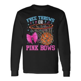 Free Throws Or Pink Bows Pregnancy Basketball Pink Or Blue Long Sleeve - Seseable