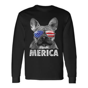 French Bulldog 4Th Of July Merica American Flag Long Sleeve T-Shirt - Monsterry