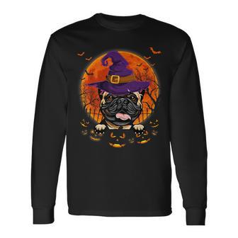 French Bulldog Witch Halloween Pumpkin Scary Costume Long Sleeve T-Shirt - Monsterry DE
