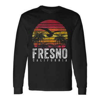 Fresno California Ca Vintage Retro Distressed Style Long Sleeve T-Shirt | Mazezy