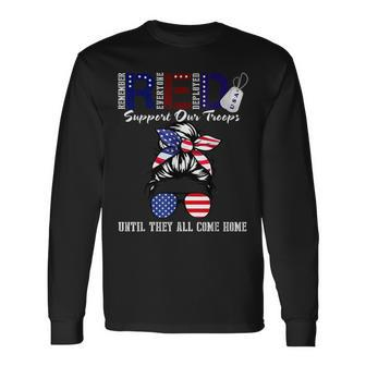 On Friday We Wear Red Military Support Troops Red Us Flag Long Sleeve T-Shirt T-Shirt | Mazezy