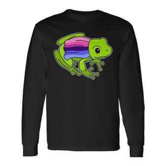 Frog With Omnisexual Pride Flag Long Sleeve T-Shirt - Monsterry UK