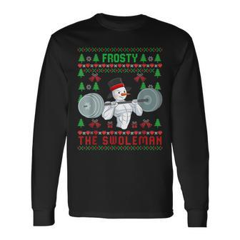 Frosty The Swoleman Ugly Christmas Sweater Snowman Gym Long Sleeve T-Shirt | Mazezy