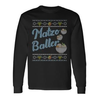 Fun Hanukkah Matzo Baller Matzah Ball Merry Christmas Long Sleeve T-Shirt - Monsterry