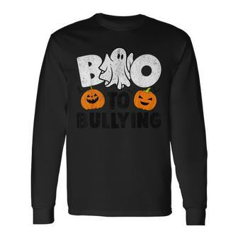 Boo To Bullying Orange Unity Day Halloween Teacher Kid Long Sleeve T-Shirt - Monsterry AU