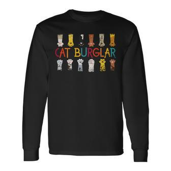 Cat Burglar A Particularly Stealthy Cats Burglar Paws Long Sleeve T-Shirt | Mazezy