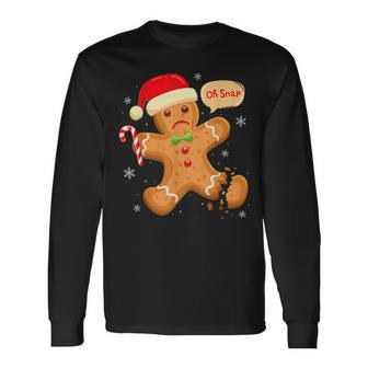 Christmas Oh Snap Gingerbread Man Cookie X Mas Pjs Long Sleeve T-Shirt - Seseable