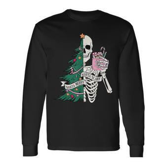 Christmas Sorta Merry Sorta Scary Skeleton Xmas Tree Long Sleeve T-Shirt | Mazezy