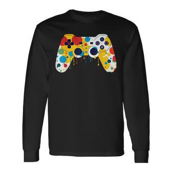 Colourful Polka Dot International Dot Day Video Game Long Sleeve T-Shirt | Mazezy