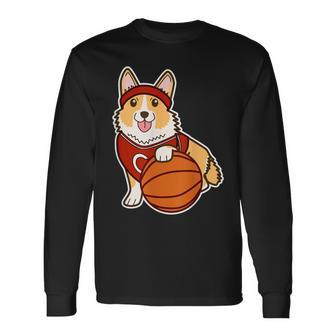 Cute Corgi Basketball Player Lover Corgis Owner Long Sleeve T-Shirt | Mazezy