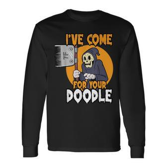 Dog Groomer Reaper Brush Your Dog Grooming Halloween Long Sleeve T-Shirt - Monsterry DE