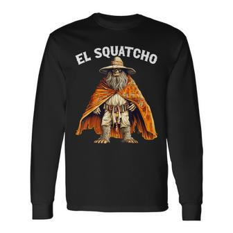 El Squatcho Poncho Western Bigfoot Sasquatch Lover Long Sleeve T-Shirt - Monsterry DE