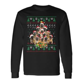English Mastiff Christmas Tree Ugly Sweater Xmas Long Sleeve T-Shirt | Mazezy