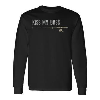 Fishing Kiss My Bass Fish Father's Day Long Sleeve T-Shirt | Mazezy
