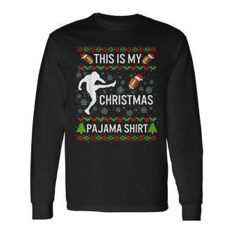 Football Ugly Christmas Sweaters Long Sleeve T-Shirt | Mazezy