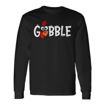 Giant Turkey Face Thanksgiving Gobble Holiday Family Long Sleeve T-Shirt - Monsterry AU