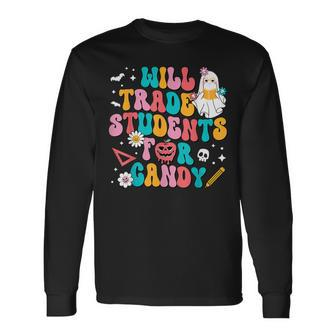 Halloween Will Trade Students For Candy Cute Ghost Kid Long Sleeve T-Shirt - Monsterry CA
