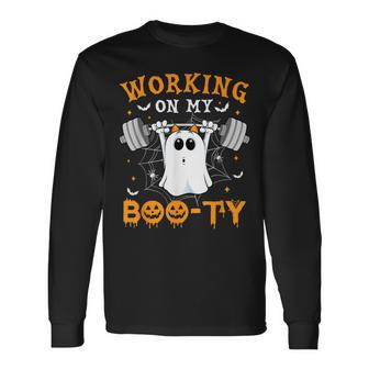 Halloween Working On My Booty Workout Gym Long Sleeve T-Shirt - Monsterry