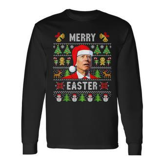 Joe Biden Happy Easter Ugly Christmas Sweater Long Sleeve T-Shirt | Mazezy