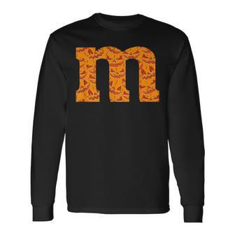Letter M Groups Pumpkin Halloween Team Costume 2023 Long Sleeve T-Shirt - Seseable