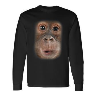 Monkey Face Chimpanzee Ape Zoo Animal Lover Long Sleeve T-Shirt - Seseable