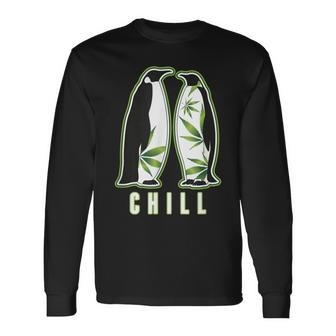 Penguin Marijuana Chill Weed 420 Marijuana Bud Pun Long Sleeve T-Shirt | Mazezy