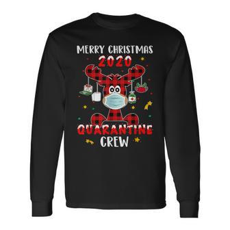 Quarantine Crew Buffalo Plaid Reindeer Christmas Long Sleeve T-Shirt - Monsterry