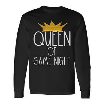 Queen Of Game Night Card Games Boardgame Winner Crown Long Sleeve T-Shirt | Mazezy