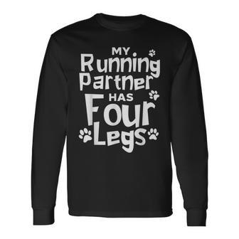 Running Dog Marathon Runners Four Legs Long Sleeve T-Shirt | Mazezy