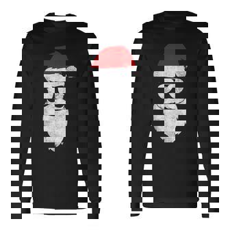 Santa Claus Face Sunglasses Hat Beard Christmas Men Long Sleeve T-Shirt - Thegiftio UK