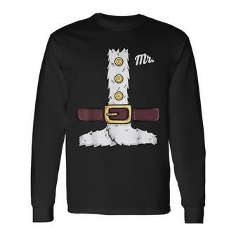 Santa Claus Matching Couples His And Her Mr Mrs Mens Long Sleeve T-Shirt | Mazezy