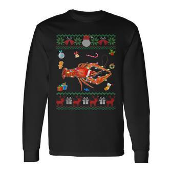 Ugly Xmas Sweater Animals Lights Christmas Lobster Long Sleeve T-Shirt | Mazezy