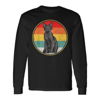 Vintage Sunset Korat Cat Long Sleeve T-Shirt | Mazezy