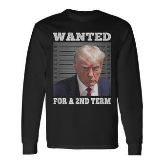 Vintage Trump Wanted For A 2Nd Term Trump Face Long Sleeve - Seseable