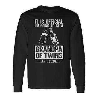 Be Future Grandpa Of Twins Promoted To Grandpa Of Twins 2024 Long Sleeve T-Shirt | Mazezy