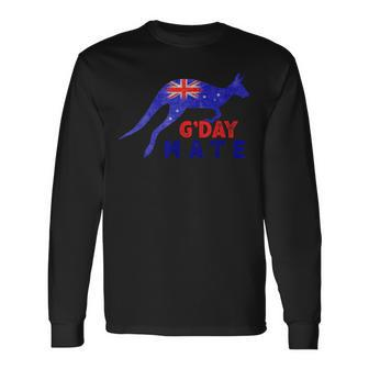 G Day Mate Aussie Animal Kangaroo Australia Flag Retro Long Sleeve T-Shirt - Monsterry