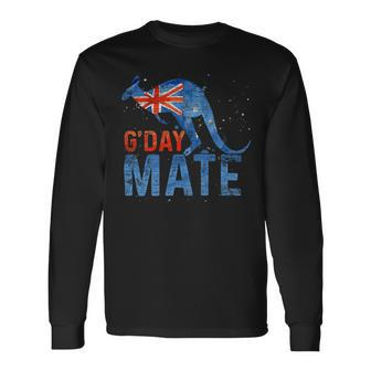 G Day Mate Kangaroo Aussie Animal Australia Flag Australia Long Sleeve T-Shirt - Monsterry UK