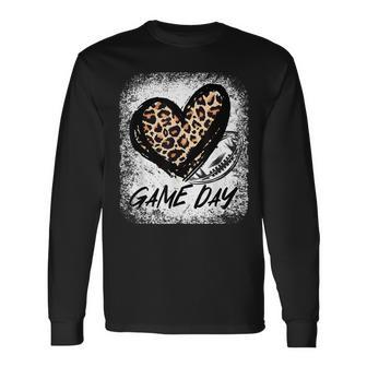 Game Day Football Leopard Print Heart Style Football Lovers Long Sleeve - Seseable