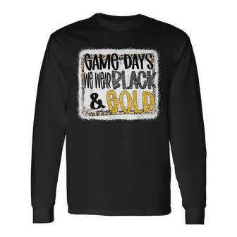 On Gameday Football We Wear Black And Gold School Spirit Long Sleeve T-Shirt - Seseable