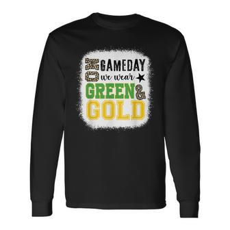 On Gameday Football We Wear Green And Gold Leopard Print Long Sleeve - Monsterry