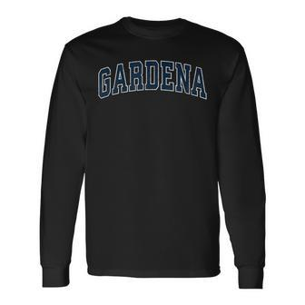 Gardena California Ca Vintage Sports Navy Long Sleeve T-Shirt | Mazezy