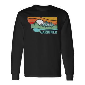 Gardiner Montana Outdoors Retro Mountains & Nature Long Sleeve T-Shirt | Mazezy