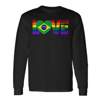 Gay Pride Brazilian Brazil Flag Long Sleeve T-Shirt T-Shirt | Mazezy UK