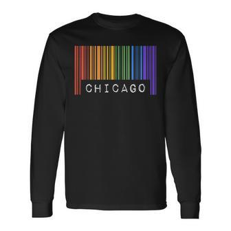 Gay Queer Barcode Pride Chicago Illinois Aesthetic Lgbtq Long Sleeve T-Shirt T-Shirt | Mazezy