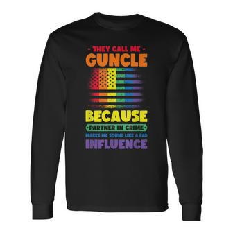Gay Uncle Pride Guncle Long Sleeve T-Shirt - Seseable
