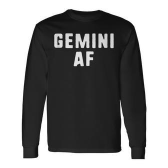 Gemini Af Zodiac Birthday Astrology Long Sleeve T-Shirt T-Shirt | Mazezy