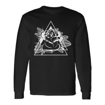 Geometric Rose Gardener Gardening Rose Long Sleeve T-Shirt | Mazezy