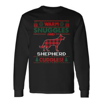German Shepherd Dog Christmas Pajama Ugly Christmas Sweater Long Sleeve T-Shirt - Seseable