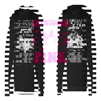 Ghosts Halloween In October We Wear Pink Breast Cancer Month Long Sleeve T-Shirt | Mazezy