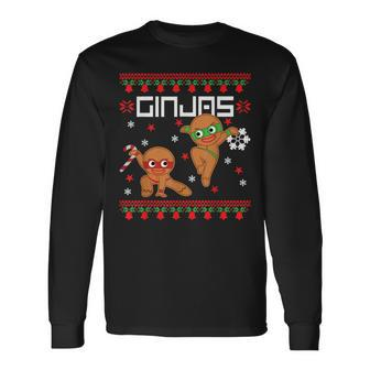Ginjas Gingerbread Ninjas Ugly Christmas Sweater Meme Long Sleeve T-Shirt | Mazezy